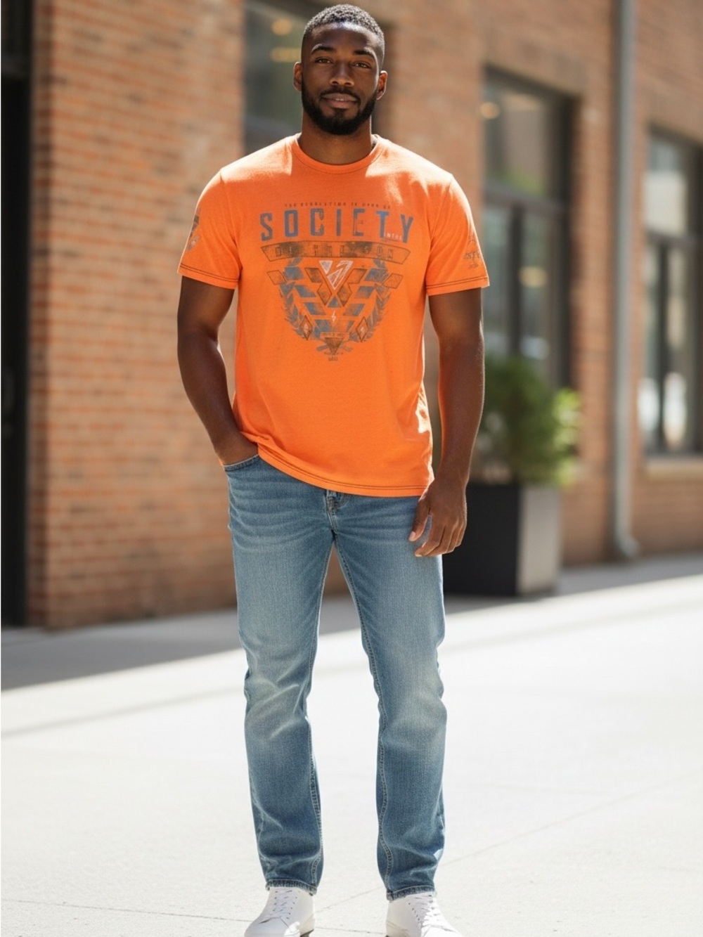 Society Orange Graphic Short Sleeve Tee